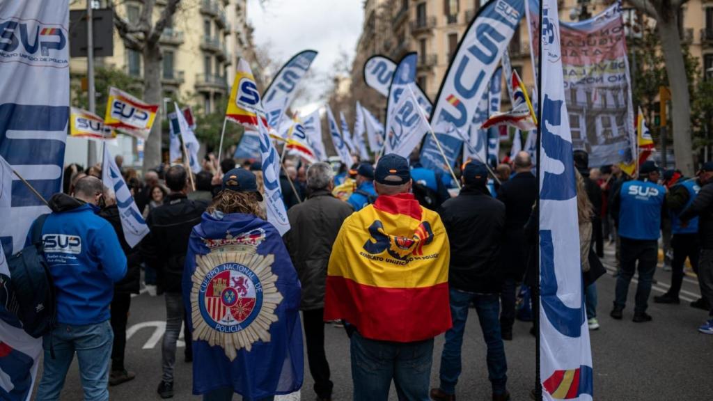 Imagen de la manifestación de SUP por el traspaso de fronteras a Cataluña
