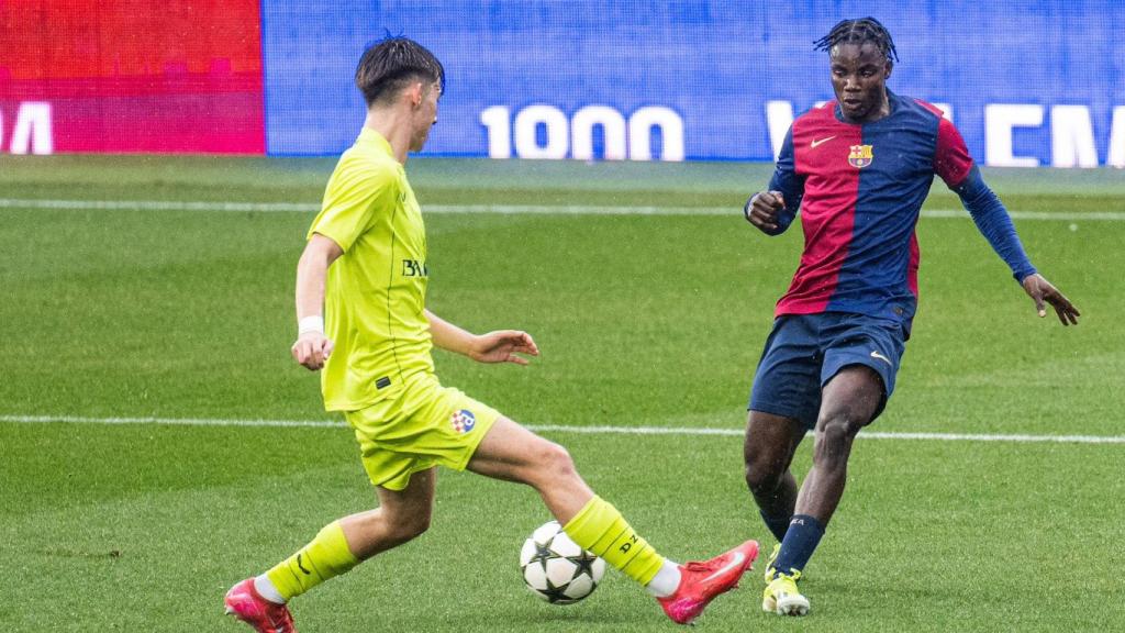 David Oduro, en un partido de la Youth League del Juvenil A del Barça