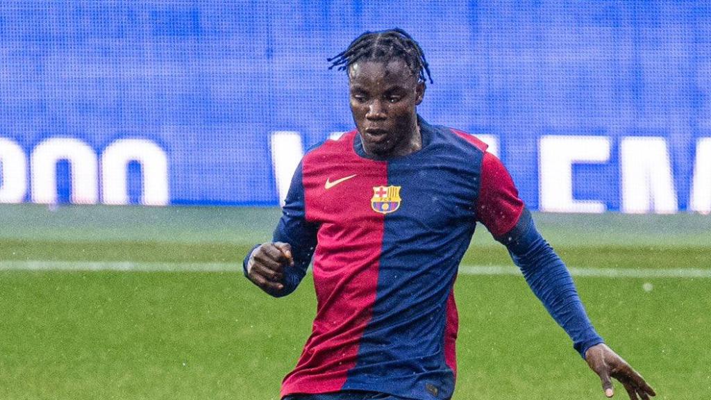 David Oduro, en un partit de la Youth League del Juvenil A del Barça