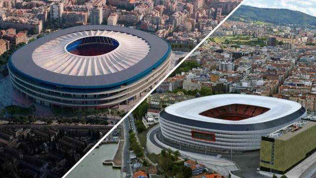 Camp Nou y San Mamés, cara a cara en un fotomontaje