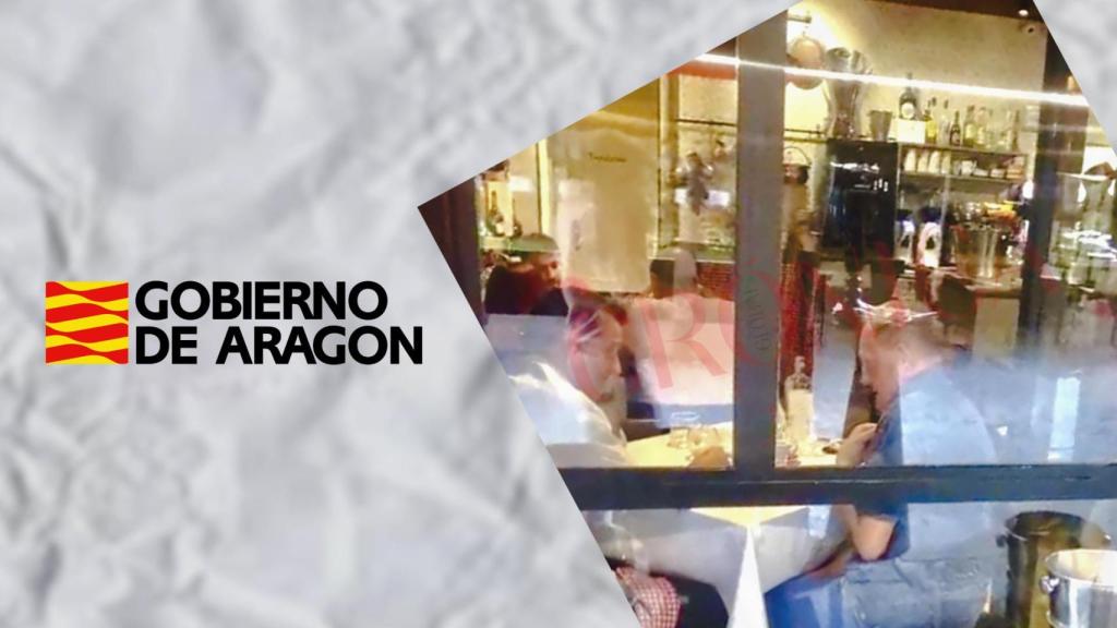 Logo del Gobierno de Aragón y la comida de Fernando Henar (Egara) con Javier Artajo (Gobierno)
