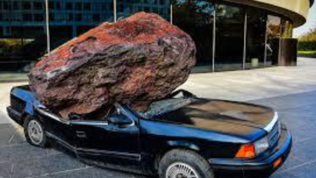Otro coche aplastado por una roca, de Durham