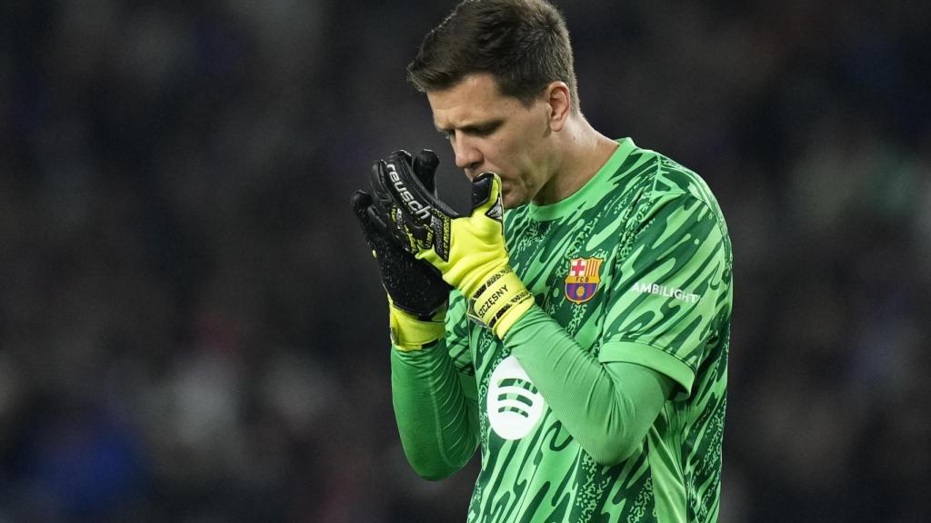 Wojciech Szczesny, durant el Barça-Rayo de Lliga a Montjuïc