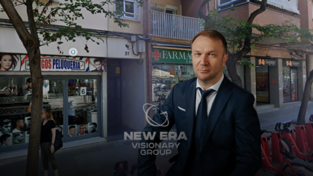 La filial de New Era Visionary Group en Sant Andreu junto a Ruslan Birladeanu en un fotomontaje