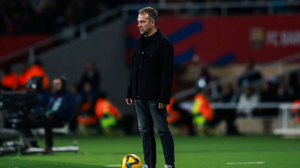 Hansi Flick, en el partido de Liga Barça-Rayo