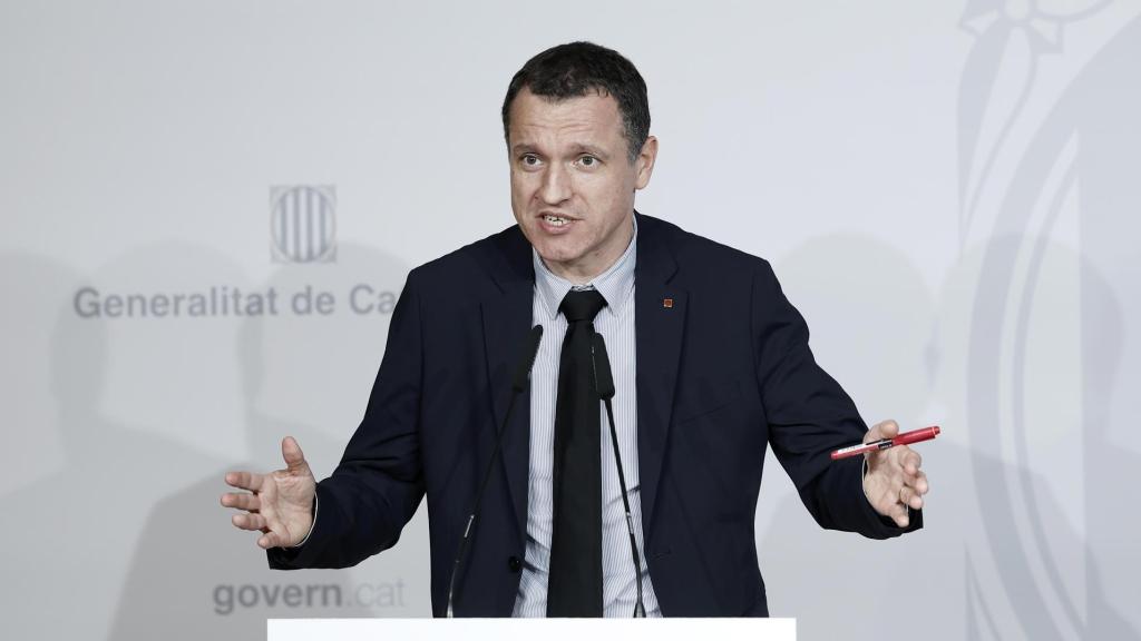 El conseller de Agricultura, Ganadería, Pesca y Alimentación, Òscar Ordeig, durante la rueda de prensa en la que ha hecho balance este miércoles de las ventas del tejido agroalimentario catalán