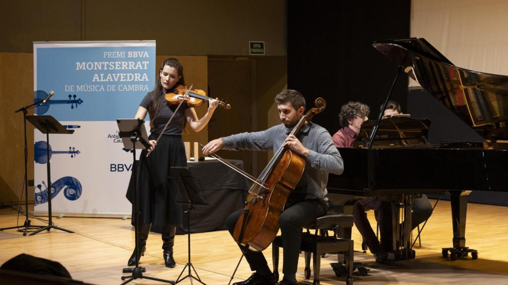 El Trío da Vinci en el acto de entrega del Premi BBVA de Música de Cambra Montserrat Alavedra