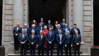 El presidente Pedro Sánchez con los representantes de las Cámaras de Comercio catalanas