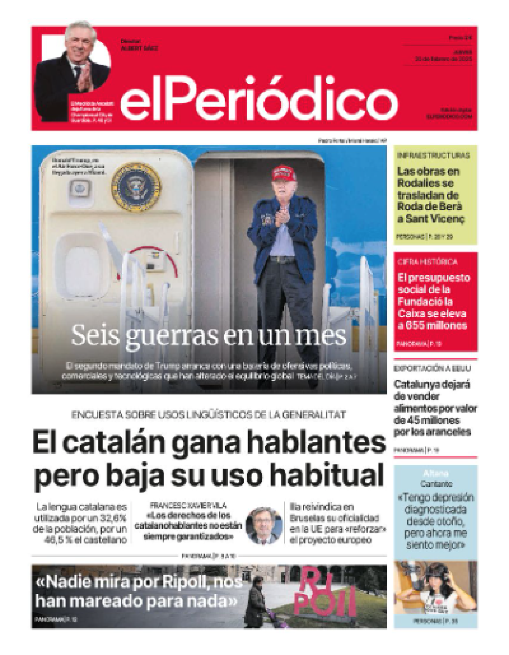 Portada de El Periódico 20 de febrero de 2025