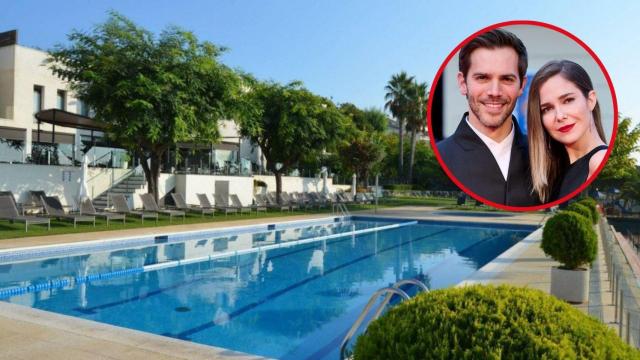 Fotomontaje Marc Clotet y Natalia Sánchez y piscina del Club Bonasport