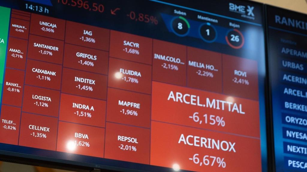 La evolución de Naturgy, en las pantallas de la Bolsa de Madrid / EP