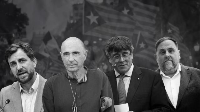 Toni Comín, Lluis Llach, Carles Puigdemont y Oriol Junqueras