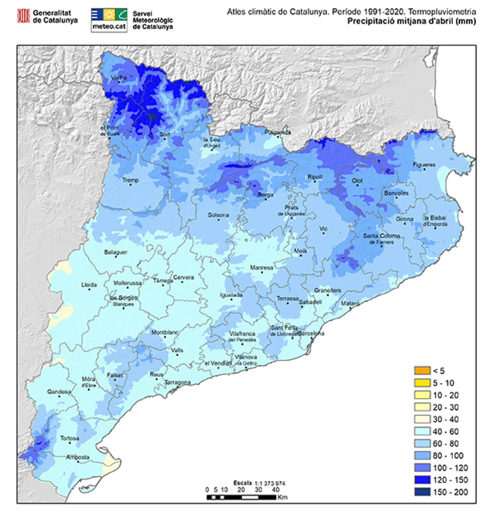 Temperatura media el mes de abril de 1991 a 2020