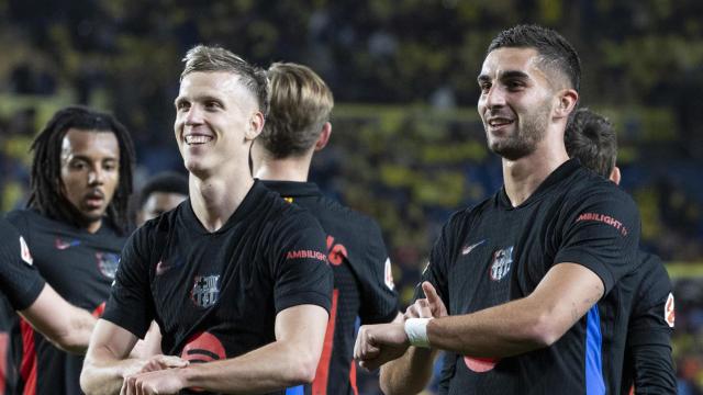 Ferran Torres imita la celebración de Dani Olmo tras marcar a Las Palmas
