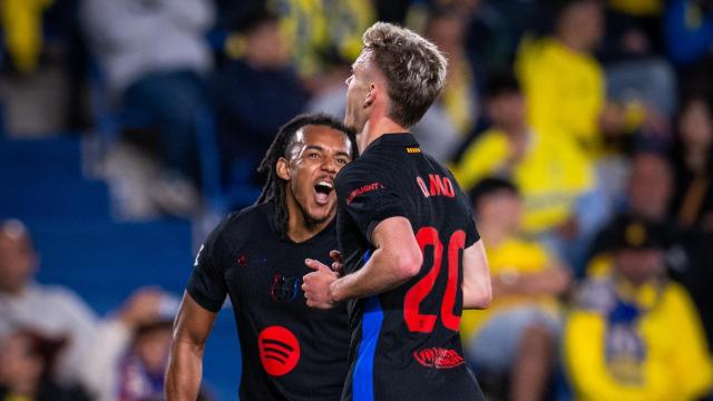 Jules Koundé, eufórico, después del gol de Dani Olmo contra la UD Las Palmas