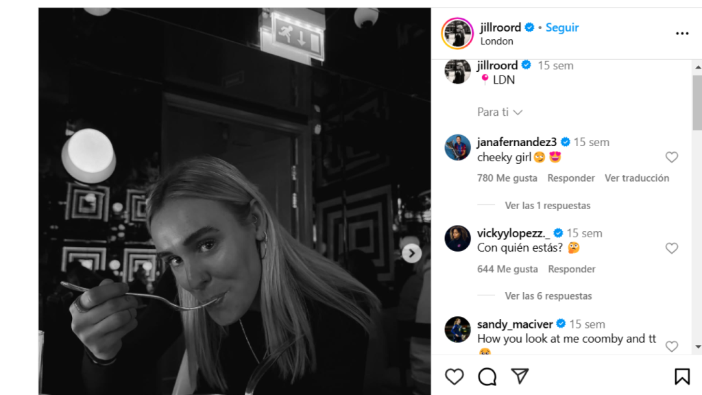 Jill Roord, de viaje en Londres con Jana Fernández, según delatan los comentarios