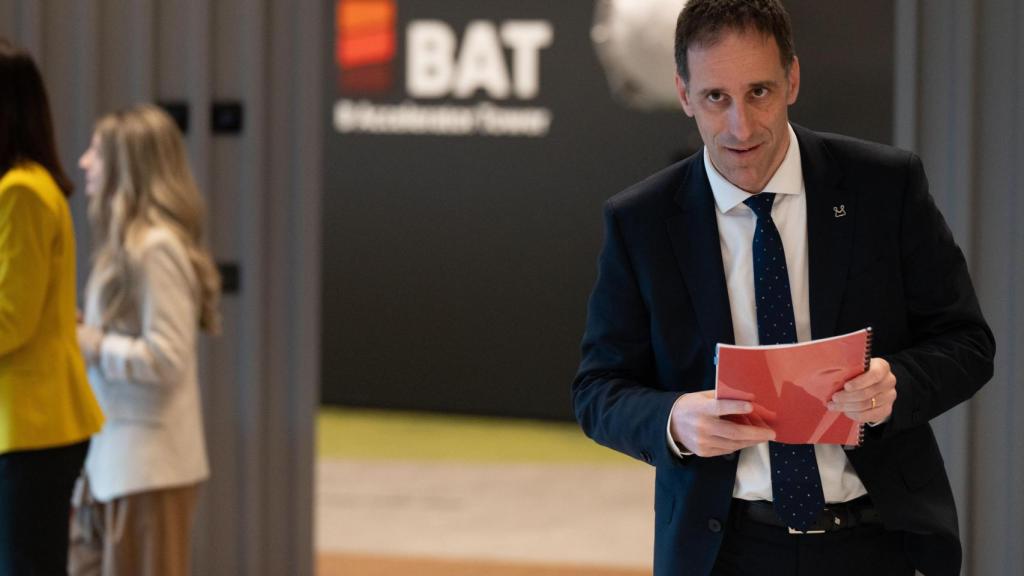 Pello Rodríguez, presidente de la Corporación Mondragon, esta mañana en Bilbao