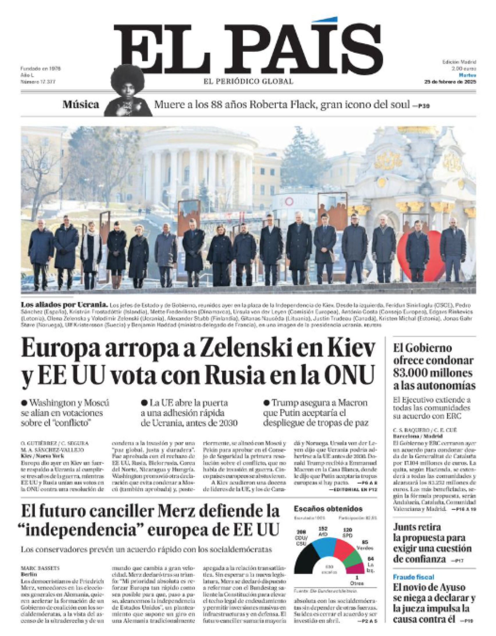 Portada El País 25 de febrero de 2025