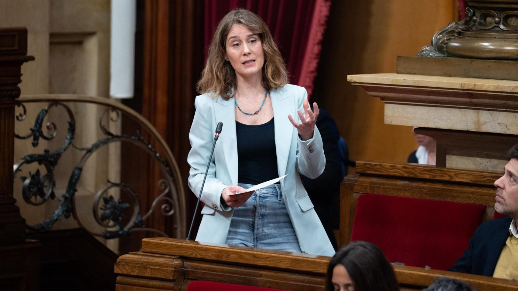 La presidenta de los Comuns en el Parlament, Jéssica Albiach, durante la sesión de control al Govern