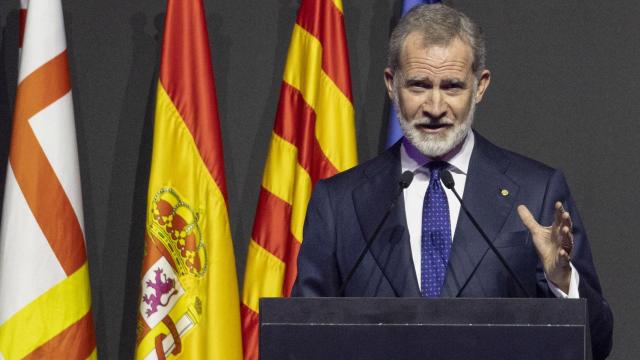 El rey Felipe VI, durante su discurso en la cena de bienvenida al MWC 2025