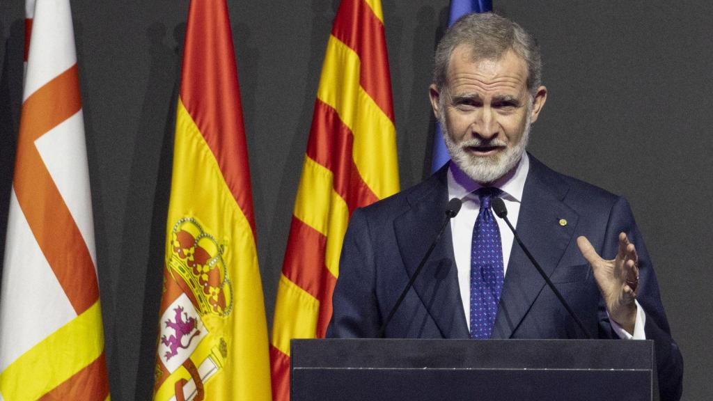 El rey Felipe VI, durante su discurso en la cena de bienvenida al MWC 2025