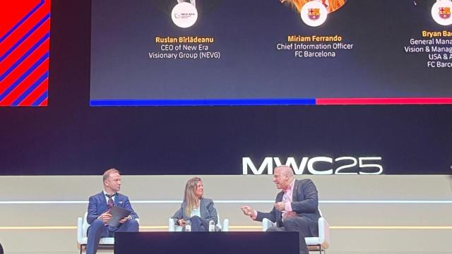 Ruslan Birladeanu, Miriam Ferran y Bryan Bachner, en el Mobile World Congress