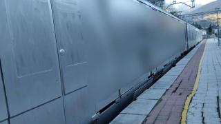 Un tren de Rodalies, pintado de arriba abajo por los grafiteros en la estación de Ribes de Freser