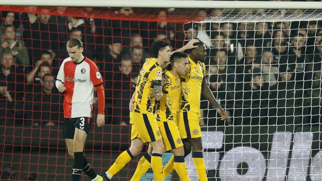 El Inter de Milán celebra el gol de Marcus Thuram en los octavos de la Champions League
