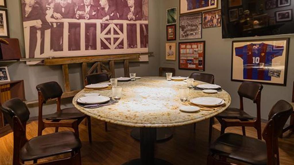 El rincón dedicado al Barça en el restaurante Fermí Puig, cerrado en 2024