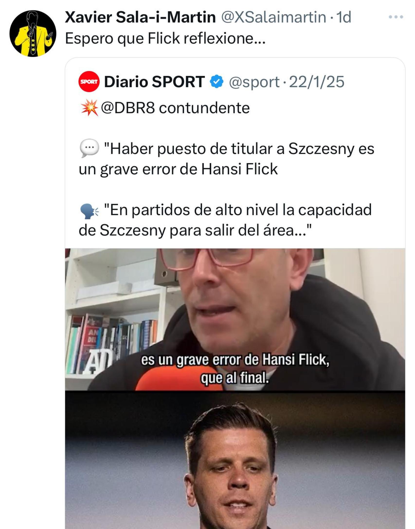 Xavier Sala-Martín contesta a una opinión de David Bernabéu, periodista de Sport