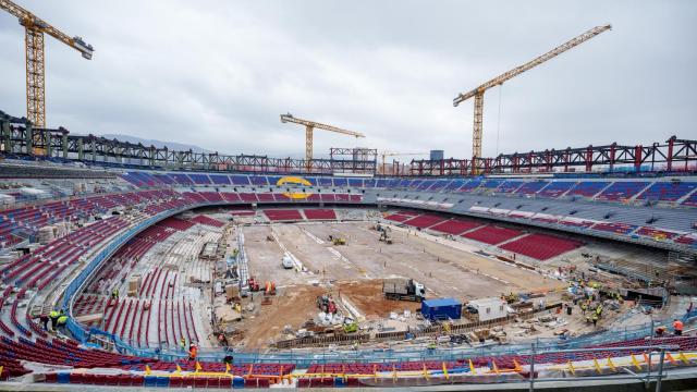 Visión panorámica de las obras del nuevo Camp Nou en marzo de 2025