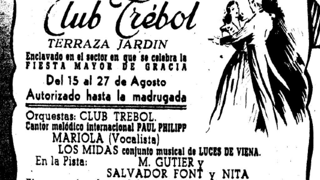 Ticket de entrada al club Trebol, en el 2 del pasaje Permanyer