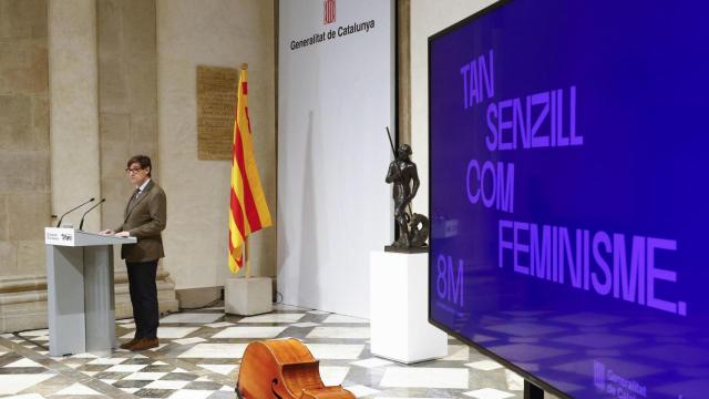 El presidente de la Generalitat de Catalunya, Salvador Illa durante un acto con motivo del Día Internacional de la Mujer, este sábado en Barcelona