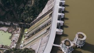 Vista aérea del pantano de Sau, en Vilanova de Sau (Barcelona) en febrero de 2025