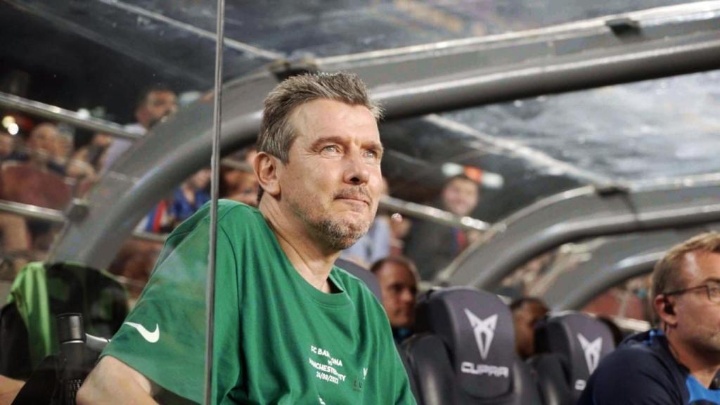 Unzué, en el Camp Nou, durante el partido entre el Barça y el City para recaudar fondos para la ELA