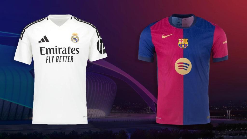 Les samarretes del Reial Madrid i el Barça, dissenyades per Adidas i Nike, respectivament