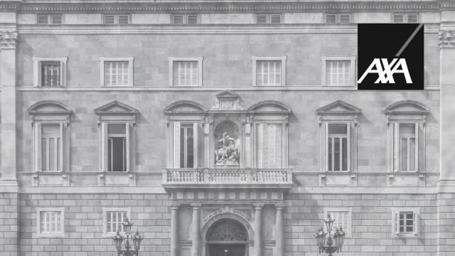 Fotomontaje del Palau de la Generalitat con el logotipo de AXA