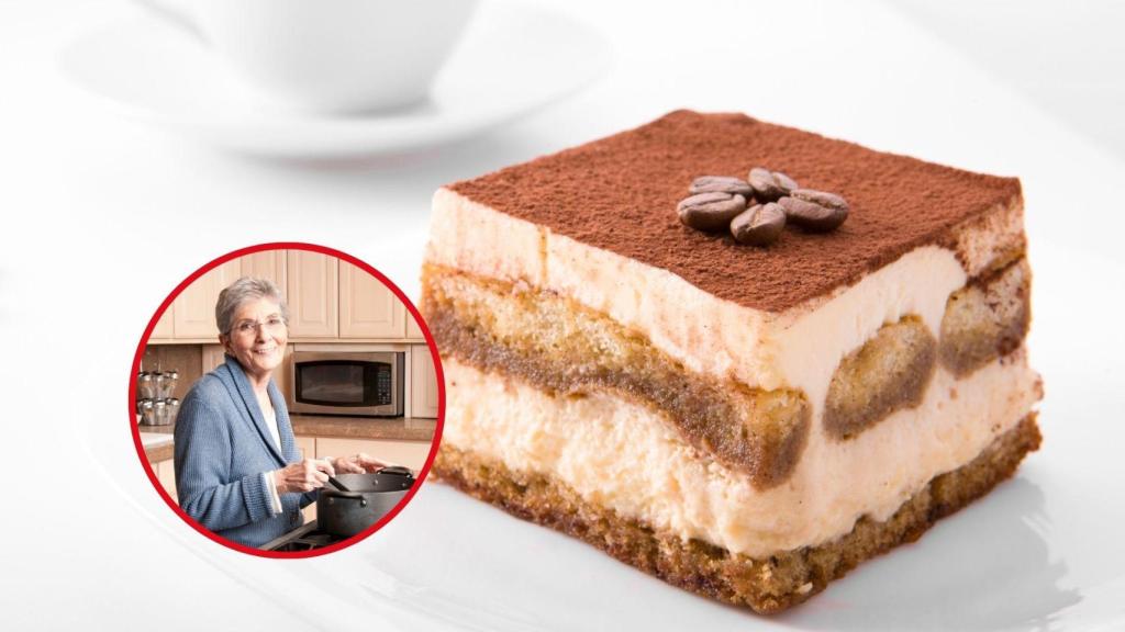 Fotomontaje tiramisú y abuela