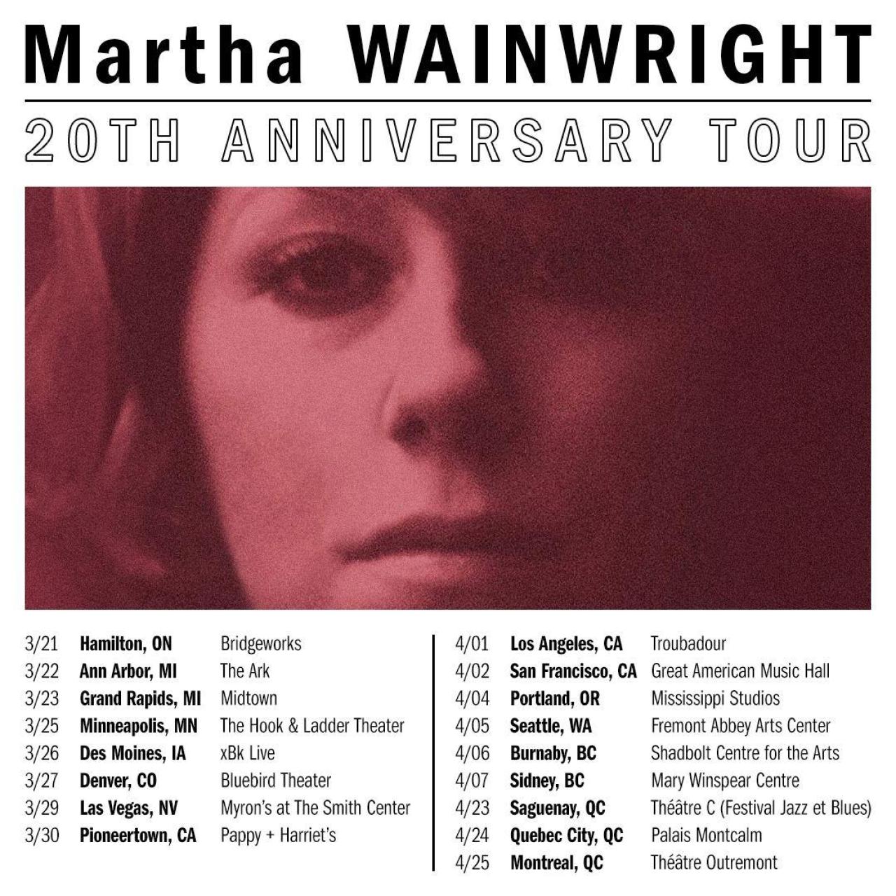 Cartel de la gira de Martha Wainwright por sus veinte años de carrera