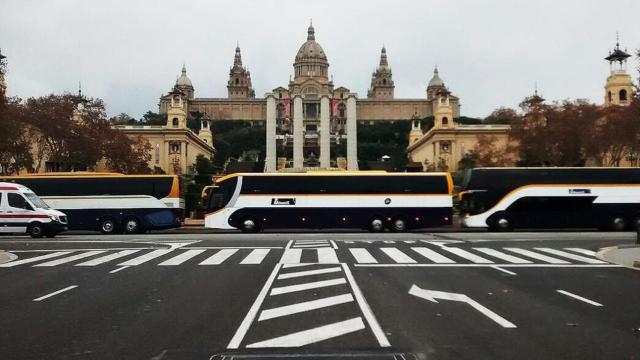 Autobuses de Monbus cuando asumió el servicio de Manresa