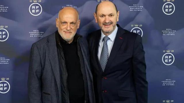 Javier Tebas y Rafael Louzán en un acto de la Federación Española de Fútbol