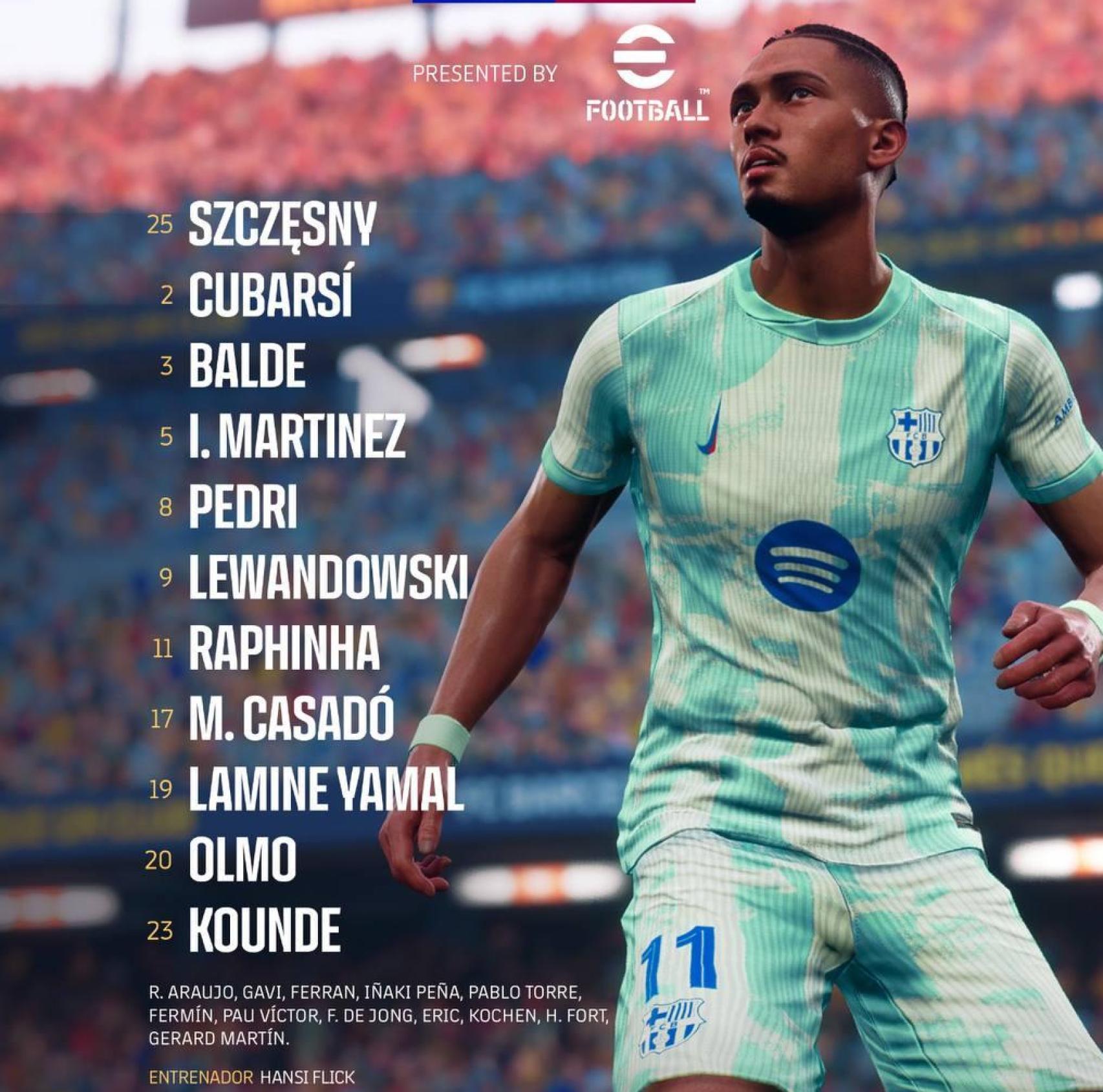 La alineación del Barça para el partido contra el Atlético de Madrid