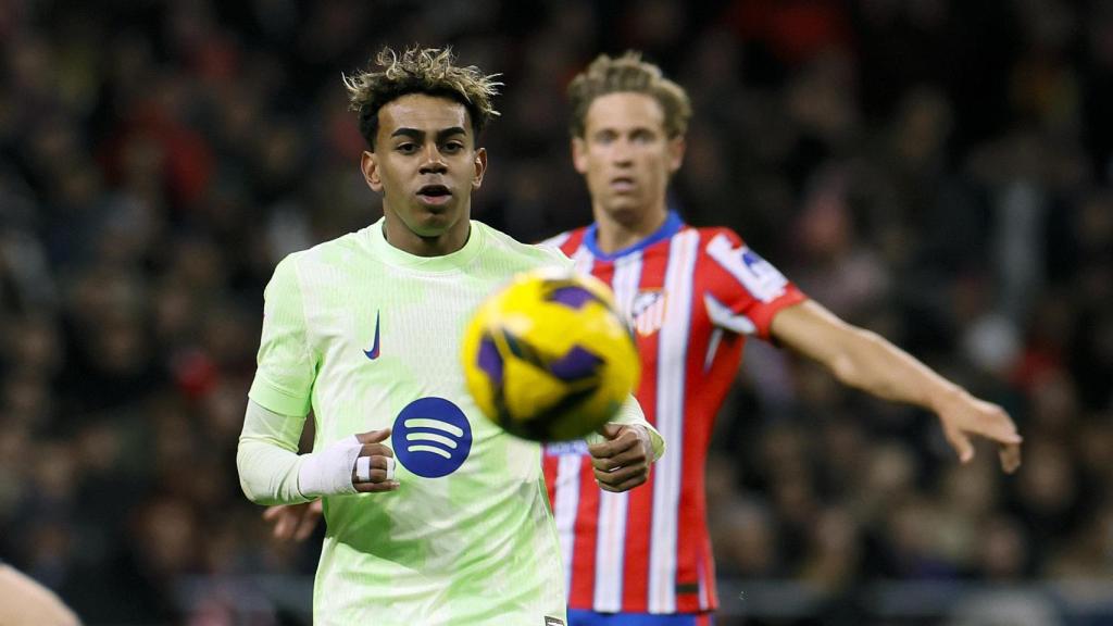 Lamine Yamal, durante el partido del Barça contra el Atlético de Madrid