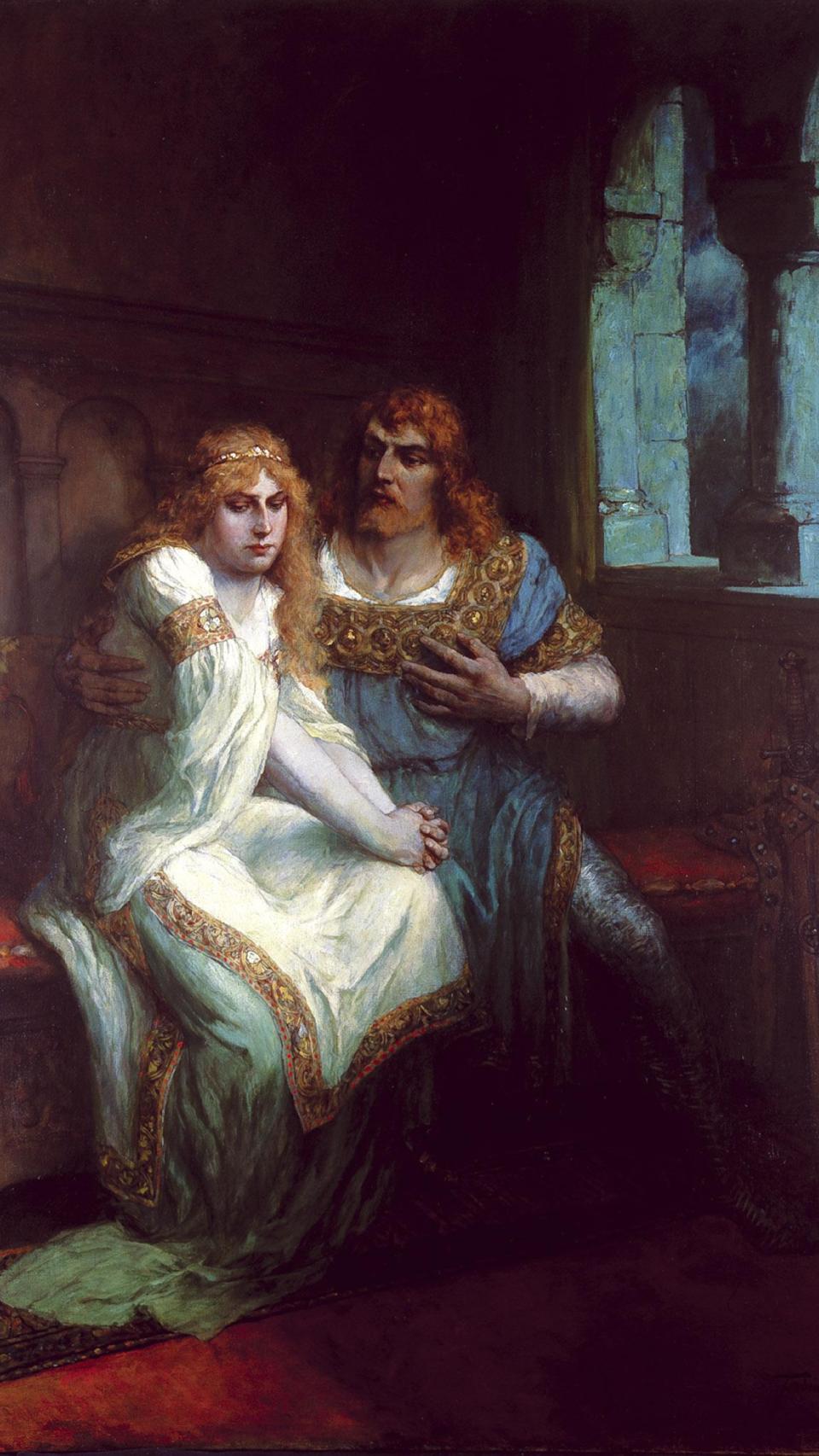 Pintura de Ferdinand Leeke sobre Lohengrin y Elsa (1916)