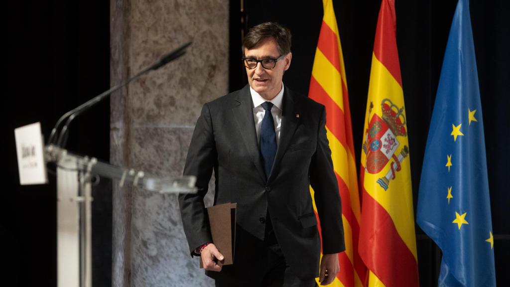 Salvador Illa, presidente de la Generalitat, en el Círculo de Bellas Artes de Madrid para la presentación del 'Catalunya lidera'