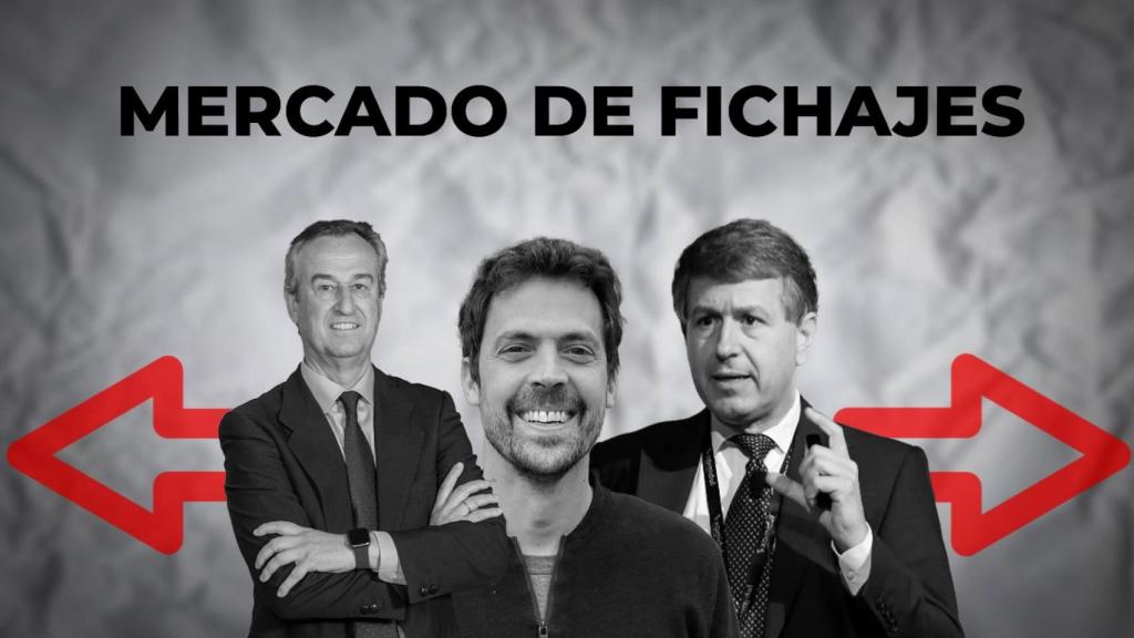 Imagen conjunta de César González-Bueno (Banco Sabadell), Josep Enric García (Rodalies) y Eduard Gracia (Renfe)