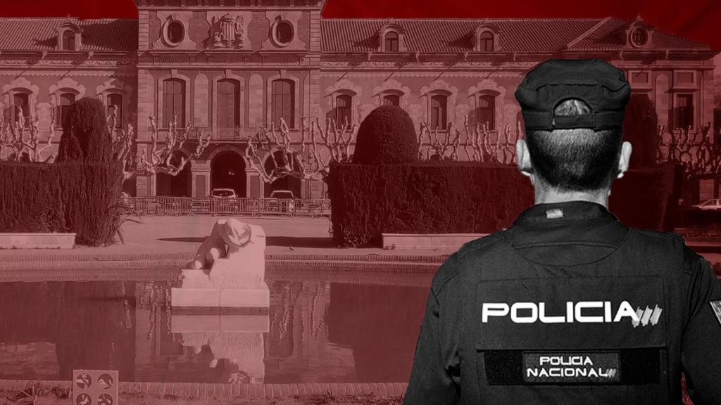 Agente de la Policía Nacional ante el Parlament de Cataluña