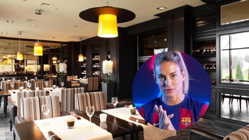 Fotomontaje restaurante y Alexia Putellas