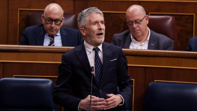 El ministro del Interior, Fernando Grande-Marlaska, en la sesión de control al Gobierno en el Congreso