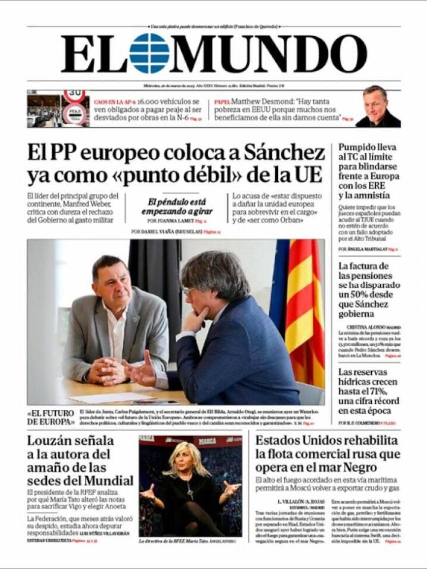 Portada de 'El Mundo' del 26 de marzo del 2025